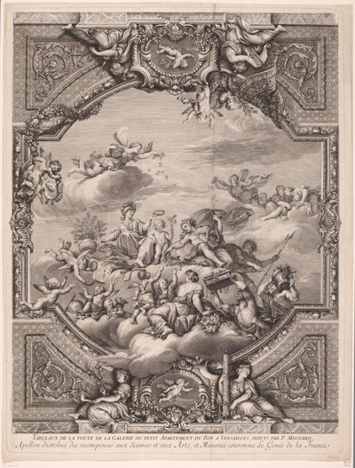 Apollo Distributes Rewards and Minerva Crowns the Genius of France (Ceiling Paintings in the Palace of Versailles) by Gérard Audran