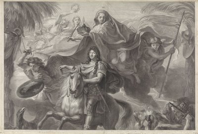 Allegorical Equestrian Portrait of Louis XIV, King of France by Gérard Edelinck