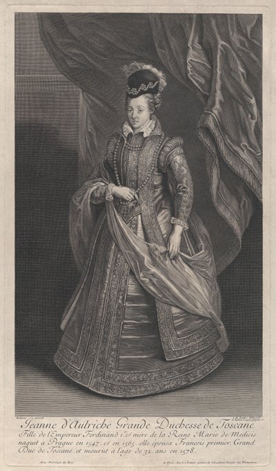 Portrait of Joanna of Austria, Grand Duchess of Tuscany by Gérard Edelinck