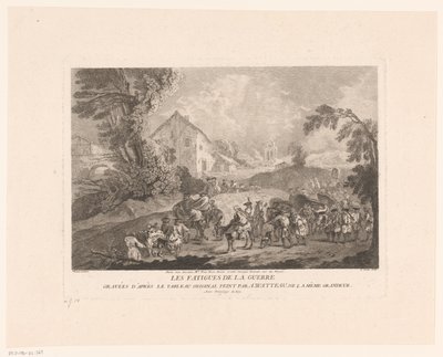 Landscape with Passing Group of Soldiers (Les Fatigues de la Guerre) by Gérard Jean Baptiste Scotin (II)