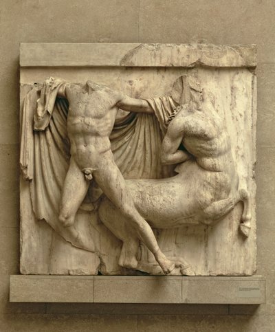 A Lapith Killing a Centaur, Metope XXVII from the South Side of the Parthenon, 447-432 BC by Greek