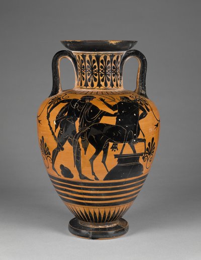 Athenian Attic Black-Figure Neck Amphora with Heracles and Centaur by Greek