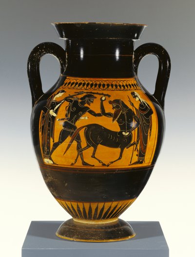 Athenian Attic Black-Figure Panel-Amphora Type B with Heracles Attacking the Centaur by Greek
