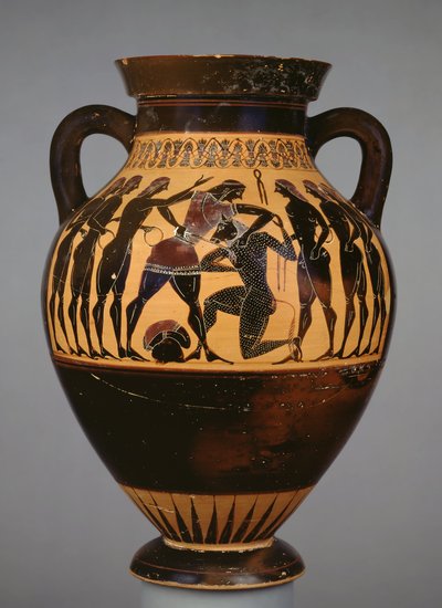 Attic Black-Figure Amphora Showing Theseus and the Minotaur Observed by Six Youths by Greek