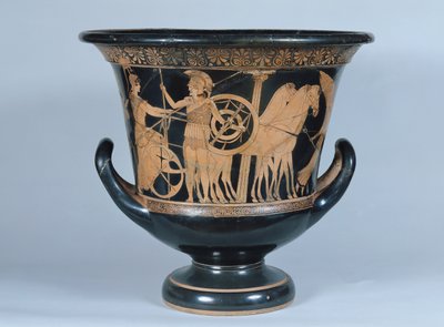 Attic Red-Figure Kalyx Krater Depicting a Hoplite Leaving for the War by Greek