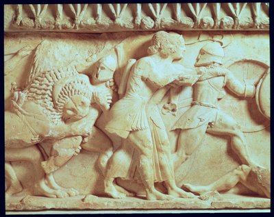 North Frieze of the Siphnian Treasury Depicting Gods Fighting Giants (detail) by Greek
