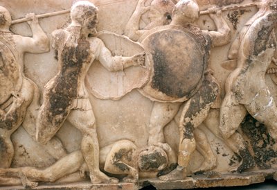 Fight over the Body of Patroclus, Frieze from the Siphnian Treasury, c.525 BC by Greek