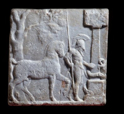 Marble Stele with Rider and Horse by Greek