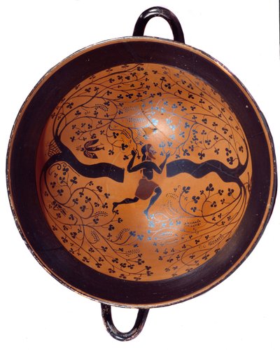 Ionian cup in ceramic with black figures known as cup with the bird by Greek