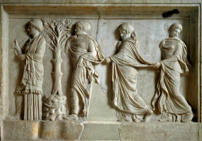 Greek Art: Low Relief Representing Three Nymphs Following a Young Woman by Greek