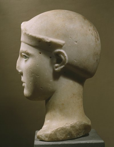 Head of Helmeted Athena, from Aegina, c.470-460 BC by Greek