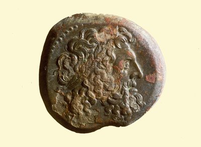 Hellenistic coin with the head of Zeus by Greek