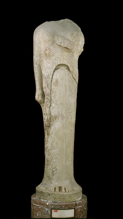 Kore figure dedicated by Cheramyes to Hera, from the Sanctuary of Hera, Samos, c.570-560 BC by Greek