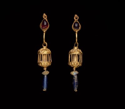 Pair of Earrings with Large Pendants by Greek