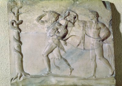 Tablet Depicting Hercules Carrying Off the Delphic Tripod in Front of Apollo by Greek