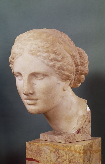 The Kauffmann Head, Head of Aphrodite, copy of the Aphrodite of Cnidus by Praxiteles (fl.375-40 BC) c.150 BC by Greek
