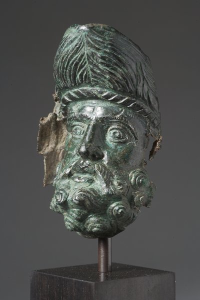 Vessel spout in the form of the head of Herakles by Greek