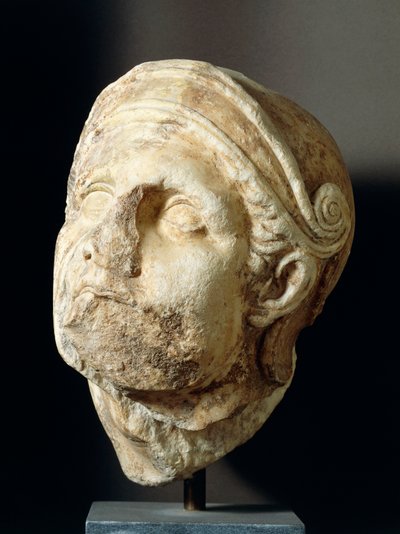 Warrior Head by Skopas from Front of Athena Alea Temple at Tegea, 4th Century BC by Greek