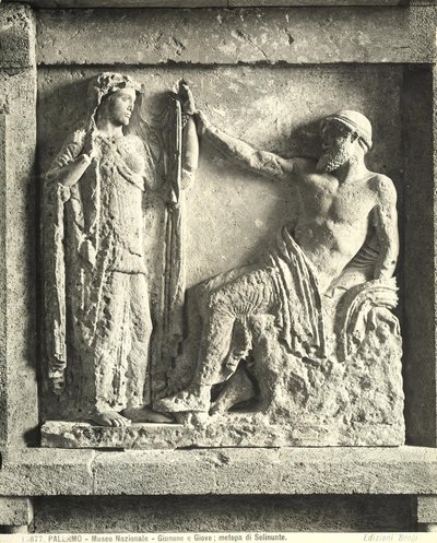 Zeus and Hera, metope from Temple E in Selinunte, Sicily by Greek