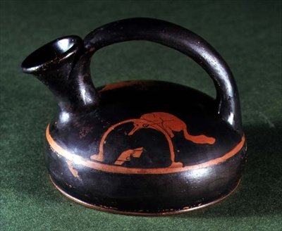 Attic Red-Figure Askos Decorated with a Fox at a Trap by Greek