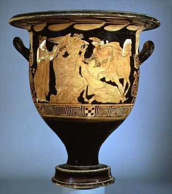 Attic red-figure bell krater depicting Boreas with Oreithya by Greek