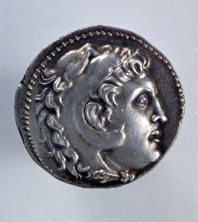 Alexander the Great Tetradrachm showing the head of Herakles wearing a lionskin headdress by Greek School