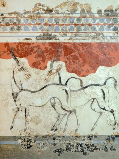 Antelopes, Akrotiri Fresco, Thera, Greece by Greek School