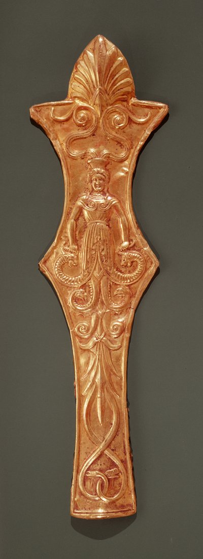 Bridle frontlet, plaque with a representation of a woman with snake legs by Greek School