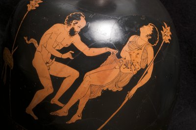 Detail of a red figure squat lekythos by Greek School
