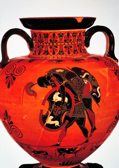 Black-figure pottery. Amphora depicting Ajax carrying the body of Achilles by Greek School