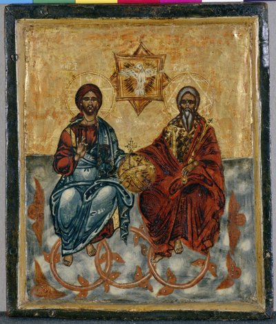Icon from Crete Depicting the Holy Trinity by Greek School