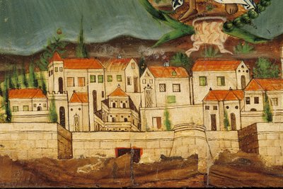 Pelmet Depicting the Rebirth of Greece, Constantinople (detail) by Greek School