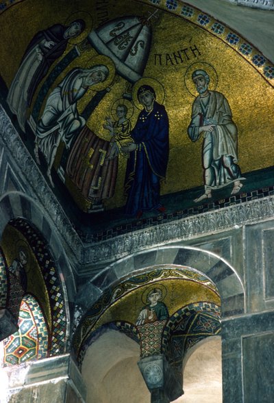 Presentation in the Temple, Mosaic from the Katholikon by Greek School