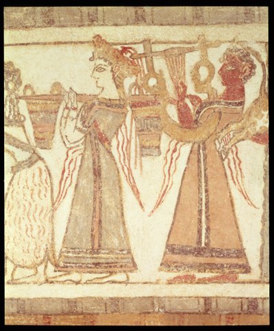 Ritual scene of worship, possibly concerning the veneration of the dead (detail) by Greek School