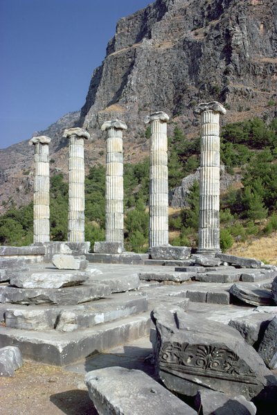Ruins and Acropolis Rock in the Temple of Athena Polia, mid-4th century BC by Greek School