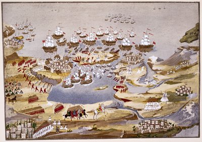 Siege and Naval Battle (plate 13) from Pictorial History of the Greek War of Independence by General Makryjannis by Greek School