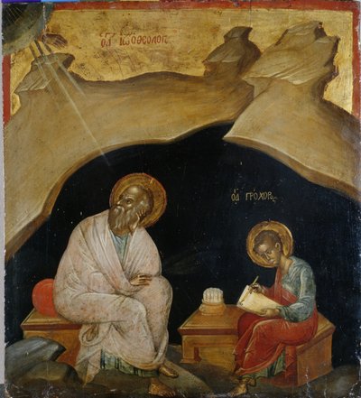 St. John the Evangelist with His Scribe Prochoros by Greek School