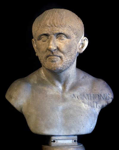 Bust of Agathon of Athens (448-400 BC), playwright by Greek or Roman