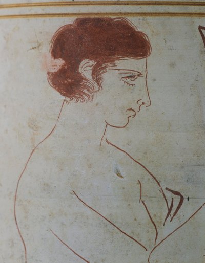 Attic Lekythos, Showing a Funeral Scene of a Warrior Seated in Front of His Tomb (Detail) by Greek School