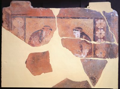 Daughter of Pandion, King of Athens, ca 630 BC, Painted Terracotta Metope from Temple of Apollo in Thermos, Greece, Greek Civilization, 7th Century BC by Greek School