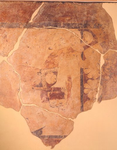 Perseus Hunter, fresco from metope of Temple C of Thermos, Greece, Greek civilization, ca 630 BC by Greek School