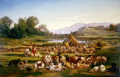 Shepherds with Sheep by Gregoire Isidore Flacheron