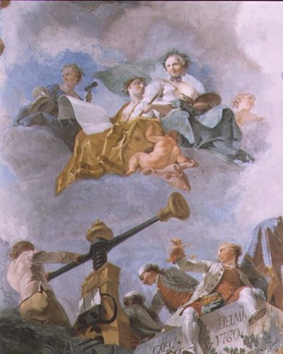 Allegorical Figures, Detail of the Ceiling of the Great Gallery by Gregorio Guglielmi