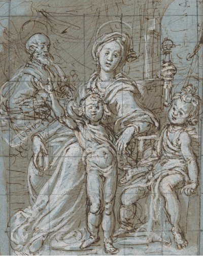 Holy Family with the Infant St. John the Baptist (detail) by Gregorio Pagani