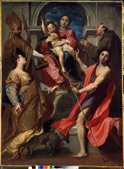 Virgin and Child with Saints Francis of Assisi, John the Baptist, Margaret and Gregory the Great by Gregorio Pagani