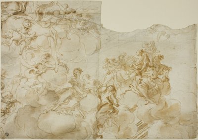Female Figures with Putti in Clouds by Gregorio de