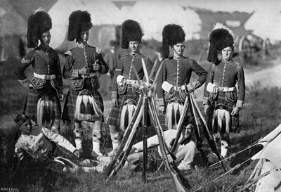 A Camp Guard of the Seaforth Highlanders at the New Forest Manoeuvres, Hampshire, 1896 by Gregory and Co