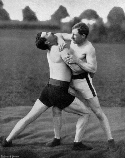The Body Holt and Neck Double, Wrestling Display, Aldershot, Hampshire by Gregory and Co