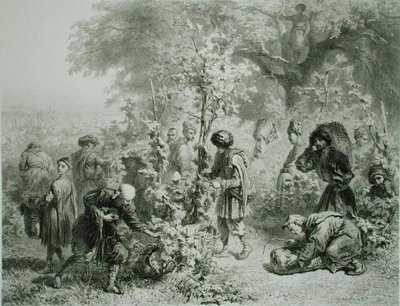 Grape Harvest in Kakhetie, Georgia, plate 30 from a book on the Caucasus, engraved by Eugene Le Roux, published by Alfred Leon Lemercier, Paris by Grigori Grigorevich (after) Gagarin