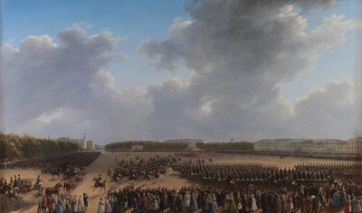 Parade Celebrating the End of Military Action in the Kingdom of Poland on Tsaritsa Meadow in St. Petersburg by Grigori Grigorevich Chernetsov